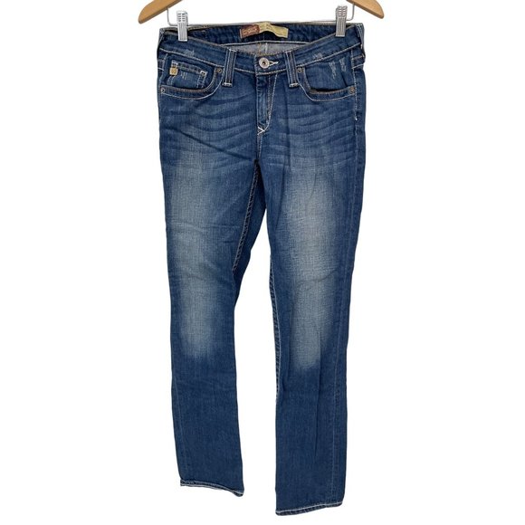 Big Star Denim - Big Star Nina Mid Rise Straight Denim Jean Womens 28L Blue Medium Wash Cotton